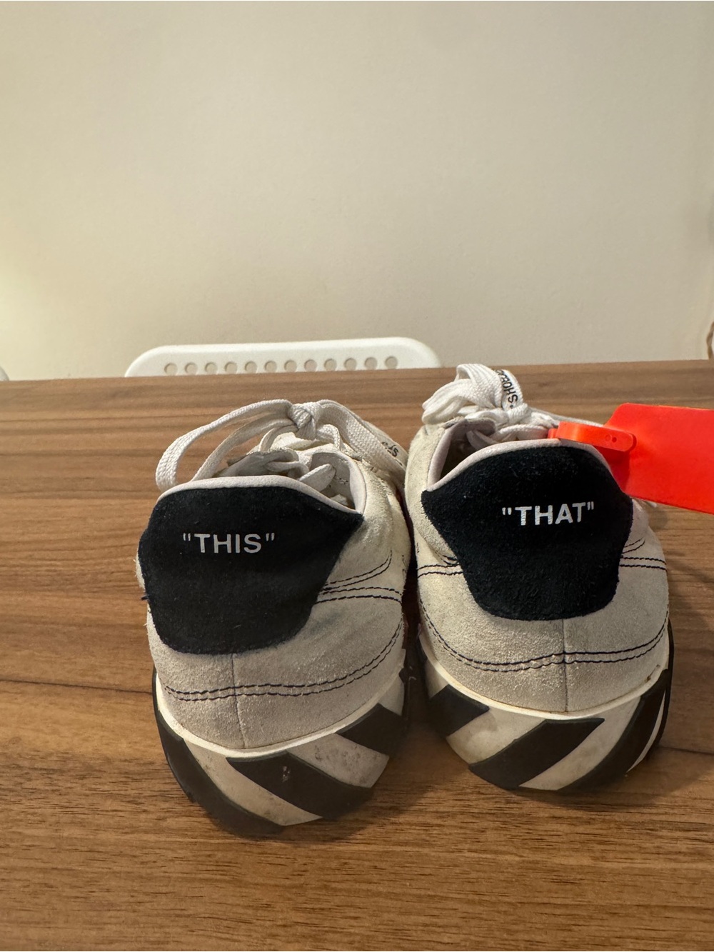 Off-White White & Black Suede Low-Top Sneakers